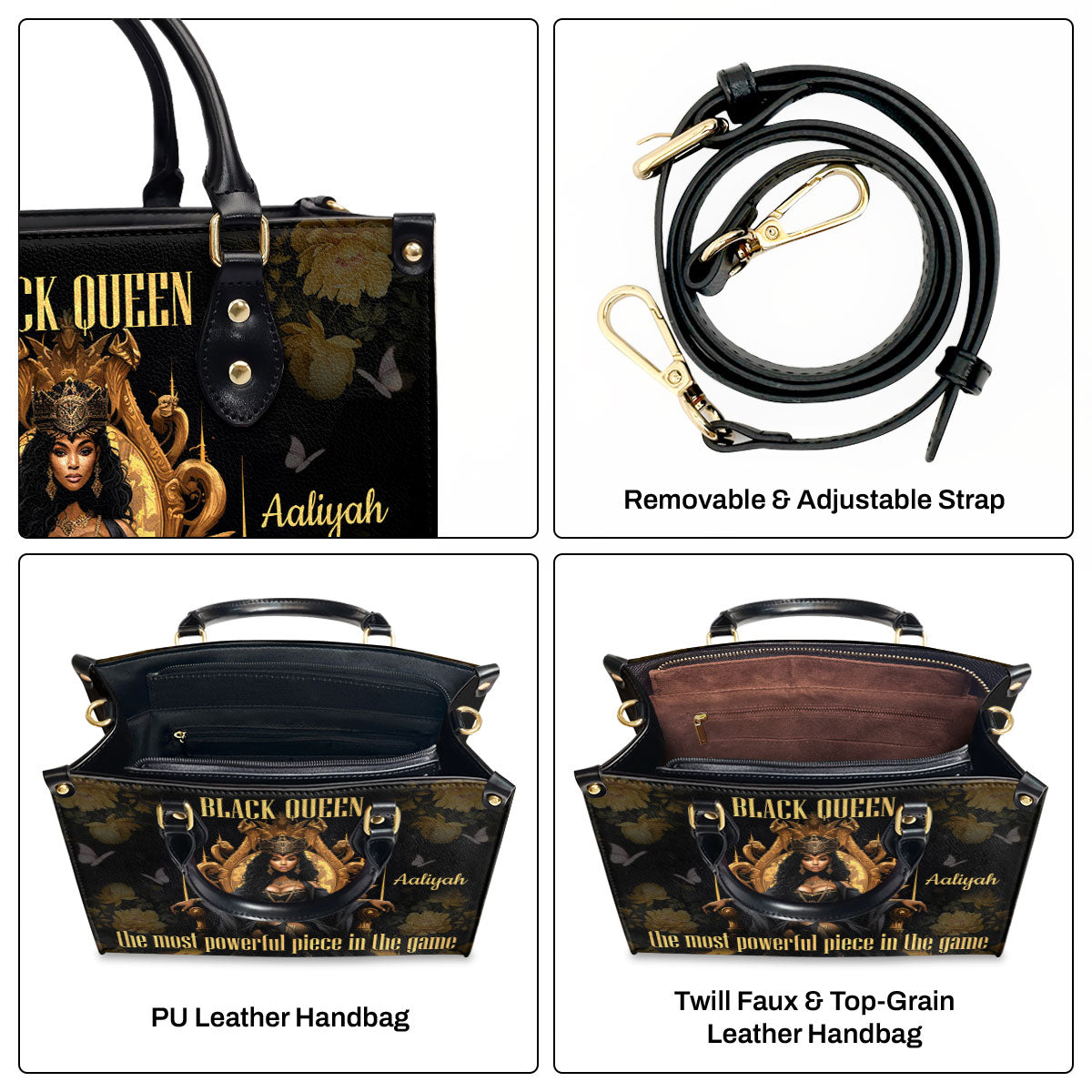 Black Queen - Personalized Leather Handbag STB150