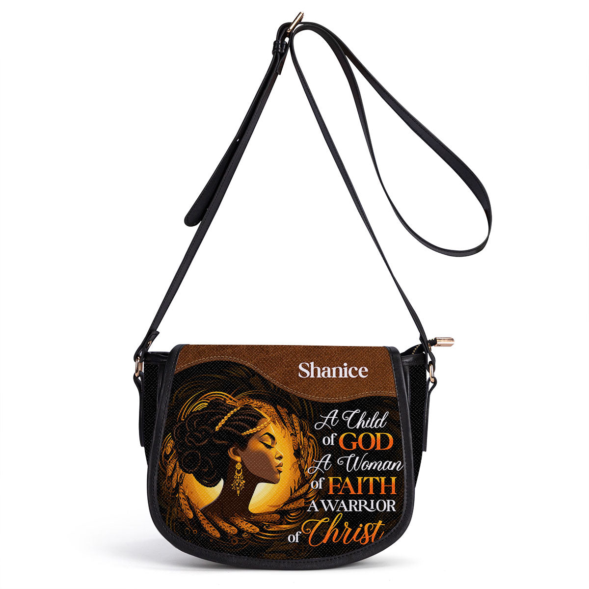 A Child Of God - Personalized Leather Saddle Cross Body Bag STB27