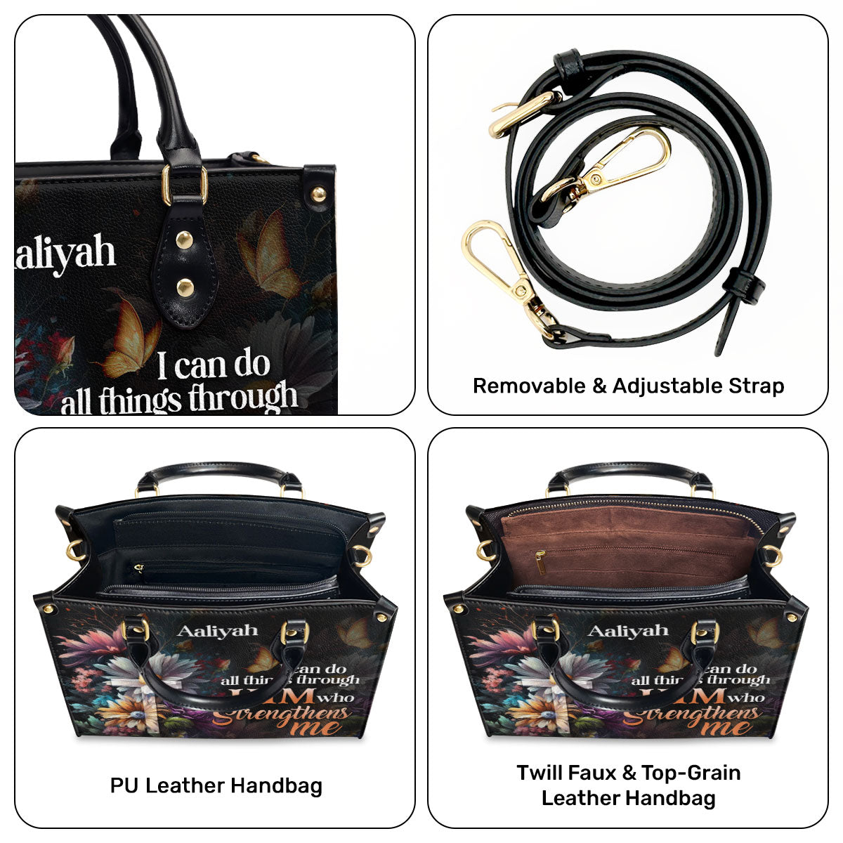I Can Do All Things Through Him - Personalized Leather Handbag STB29