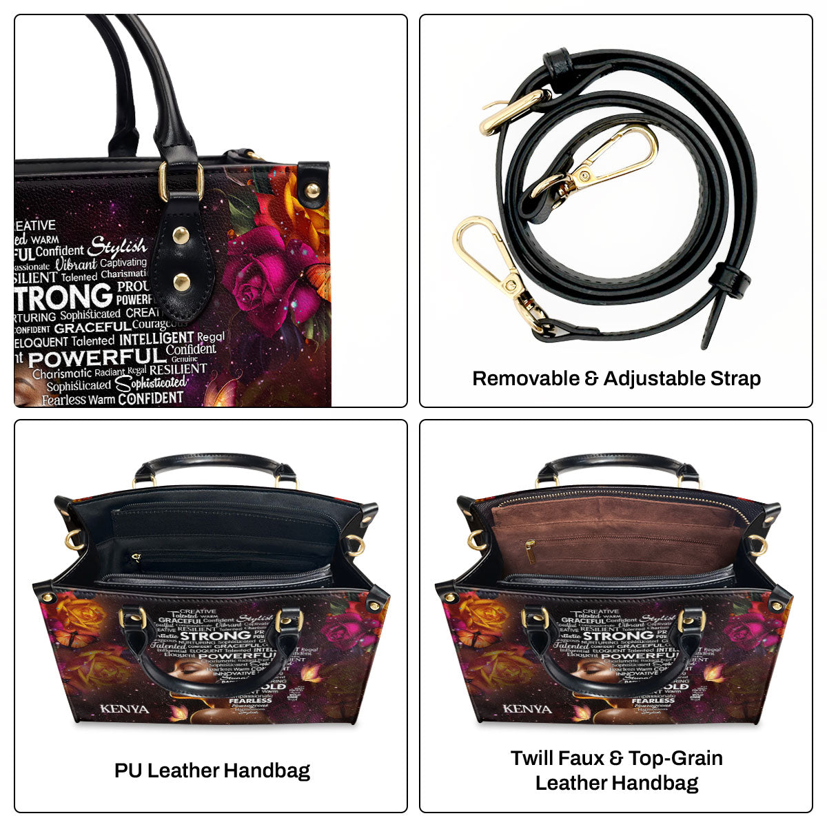 Afro Map - Personalized Leather Handbag STB43
