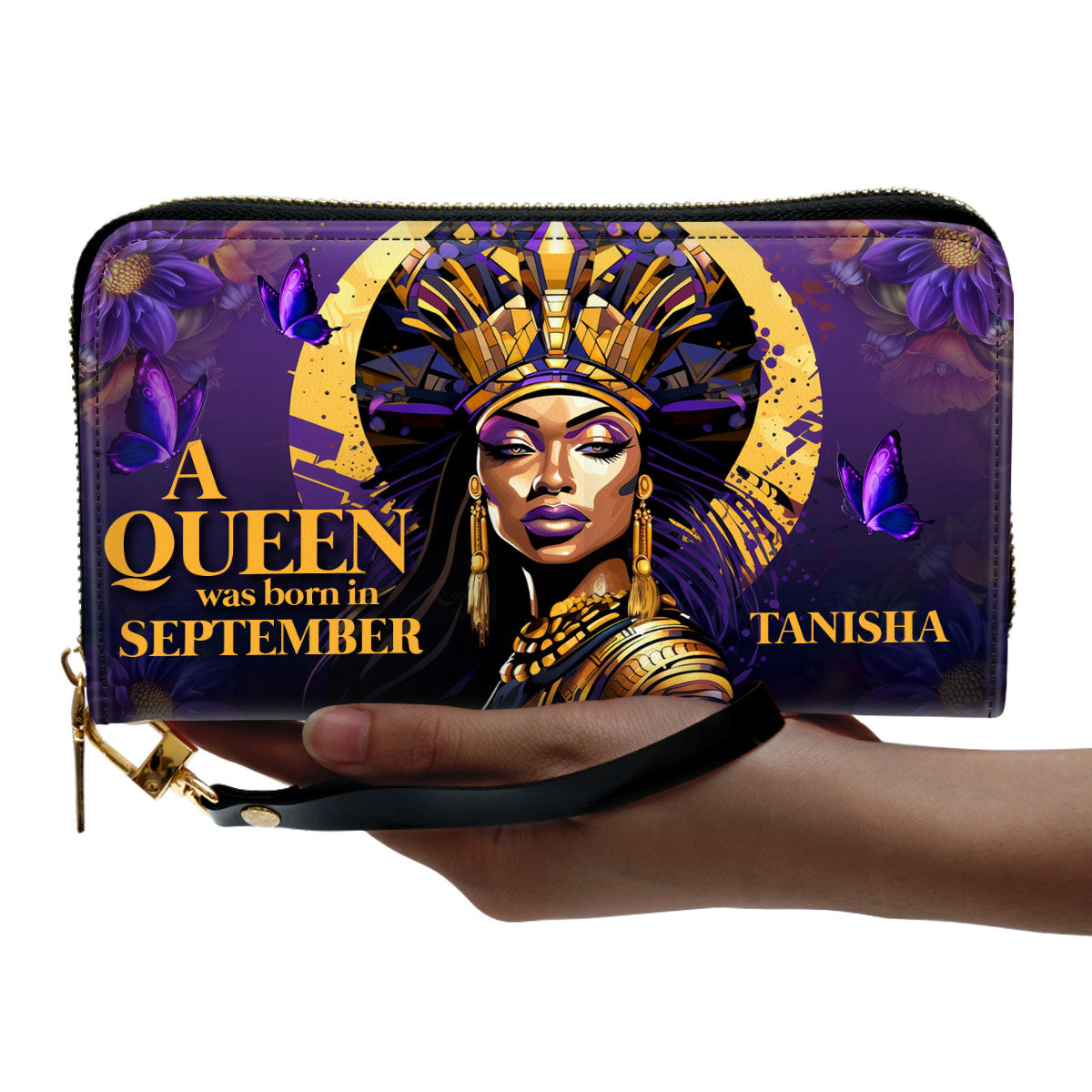 A Beautiful Queen - Personalized Leather Clutch Purse STB58