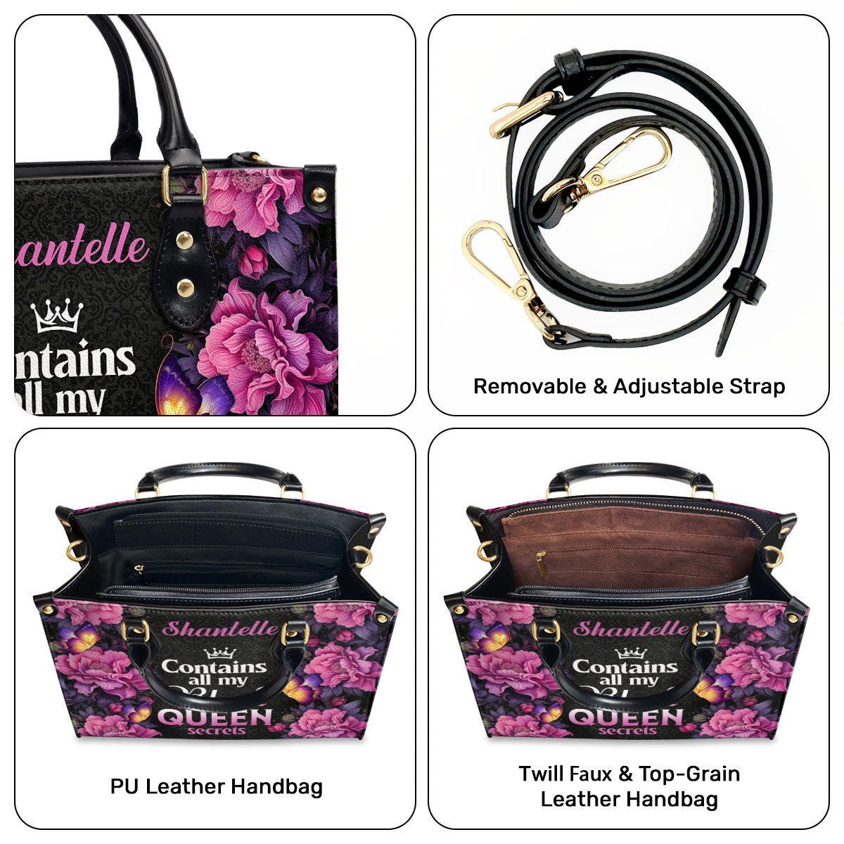 Black Queen Secrets - Personalized Leather Hand Bag STB77