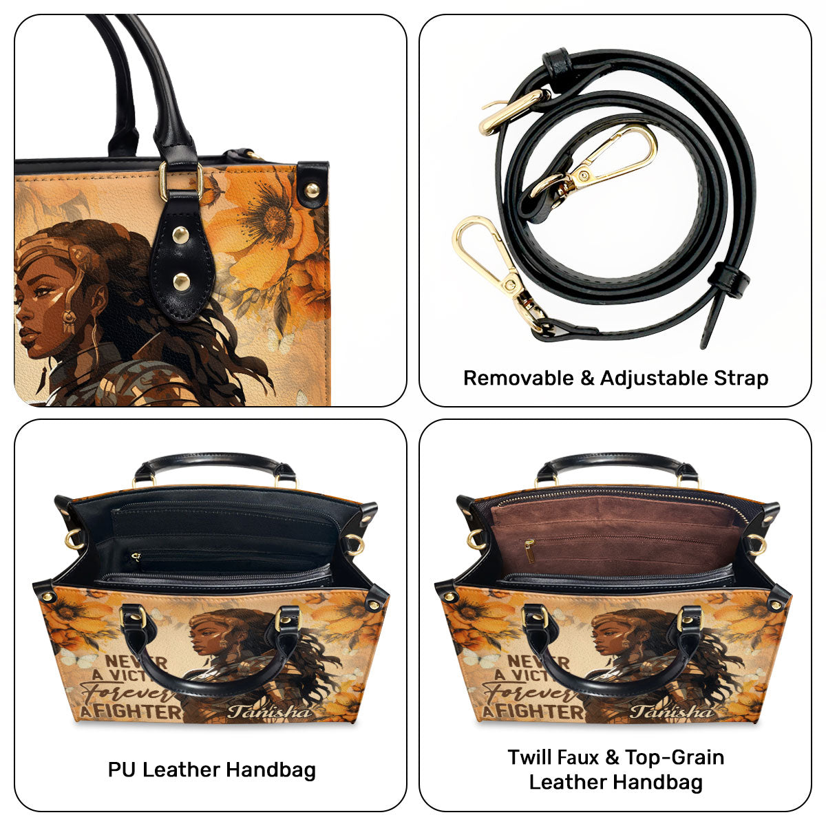 Forever A Fighter - Personalized Leather Hand Bag STB83