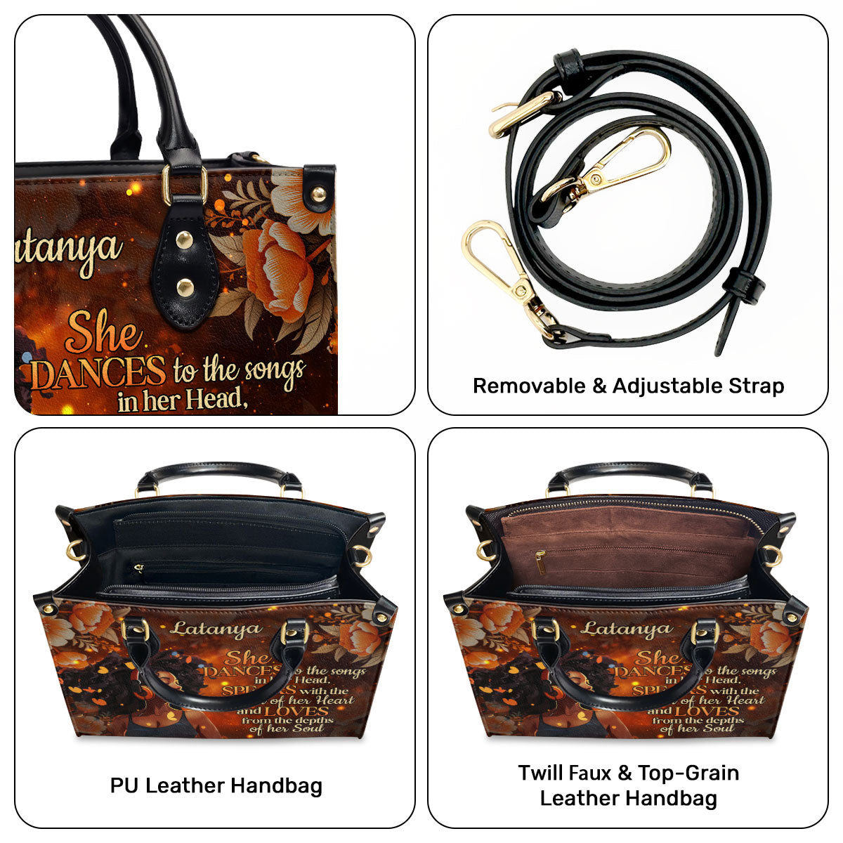 Dance Speak Love - Personalized Leather Hand Bag STB93