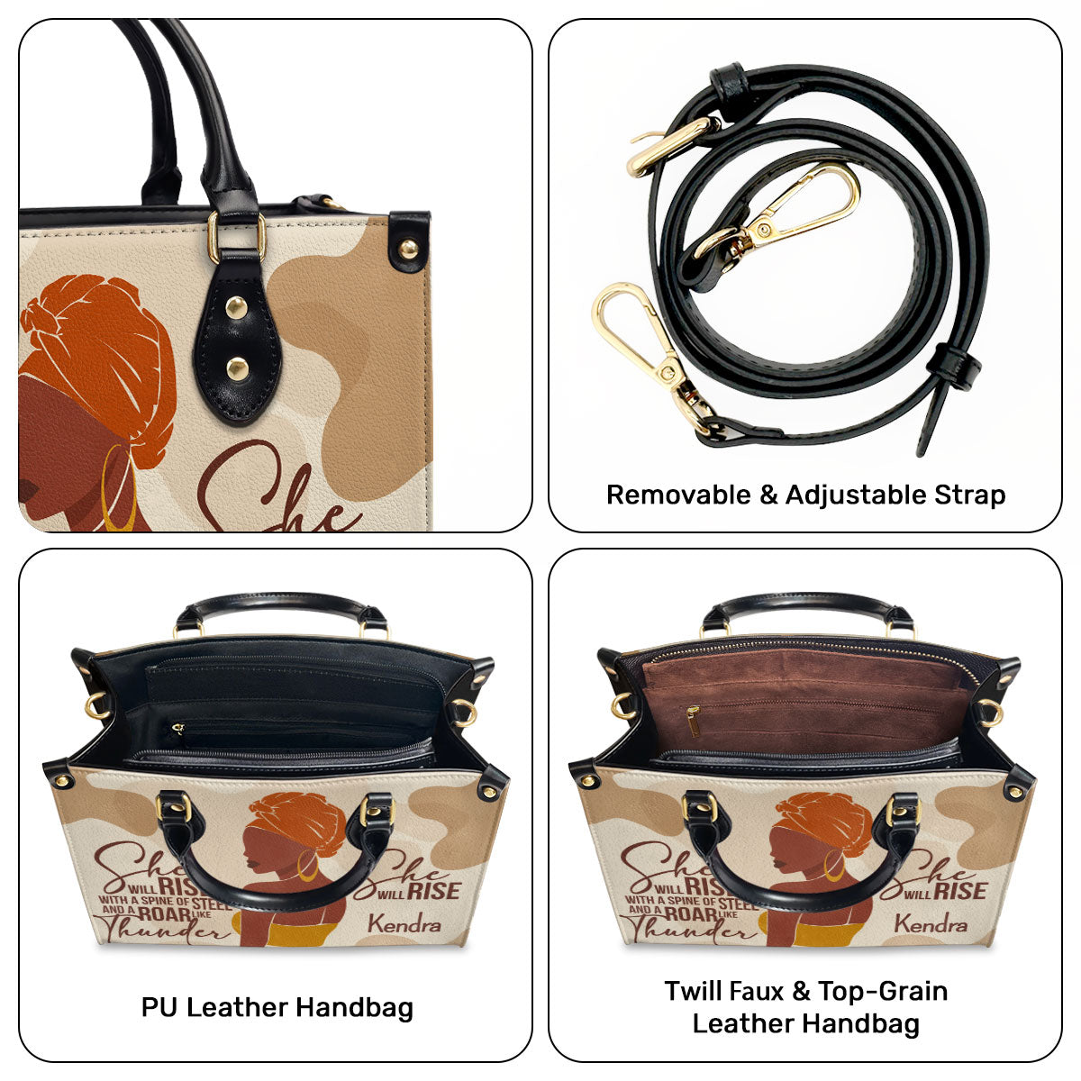 She Will Rise - Personalized Leather Hand Bag STB99