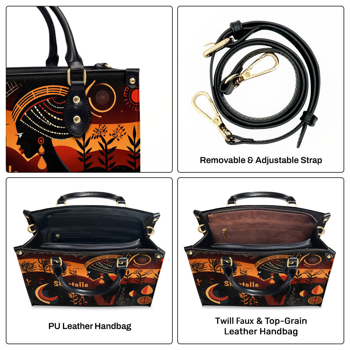 Black Beauty - Personalized Leather Handbag SB108