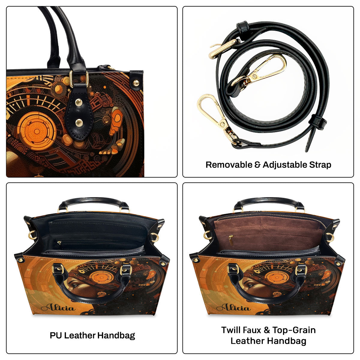 Afrofuturism06 - Personalized Leather Handbag SB119