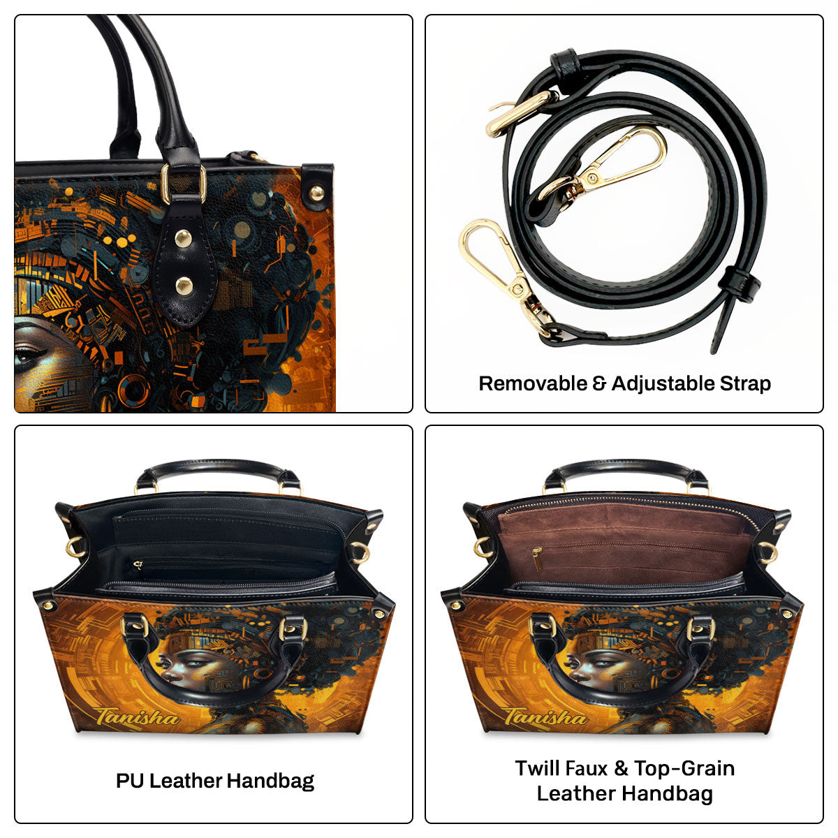 Afrofuturism12 - Personalized Leather Handbag SB120