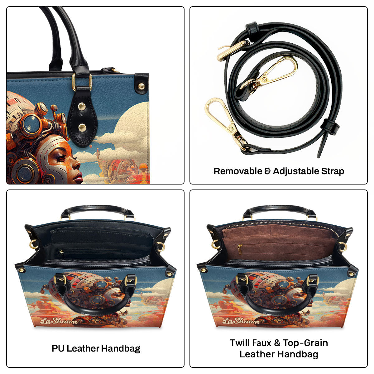 Afrofuturism07 - Personalized Leather Handbag SB122