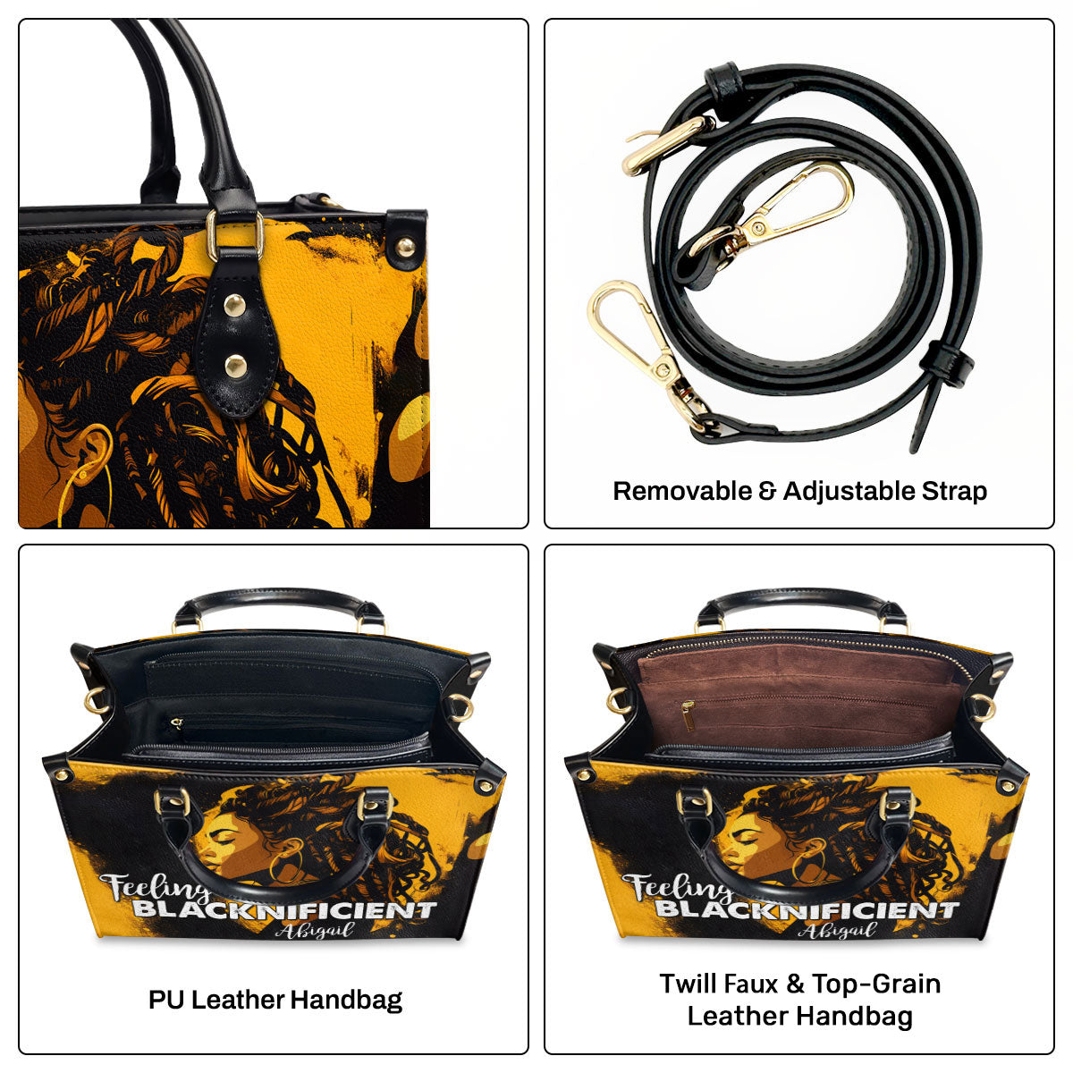 Feeling Blacknificient - Personalized Leather Handbag STB11