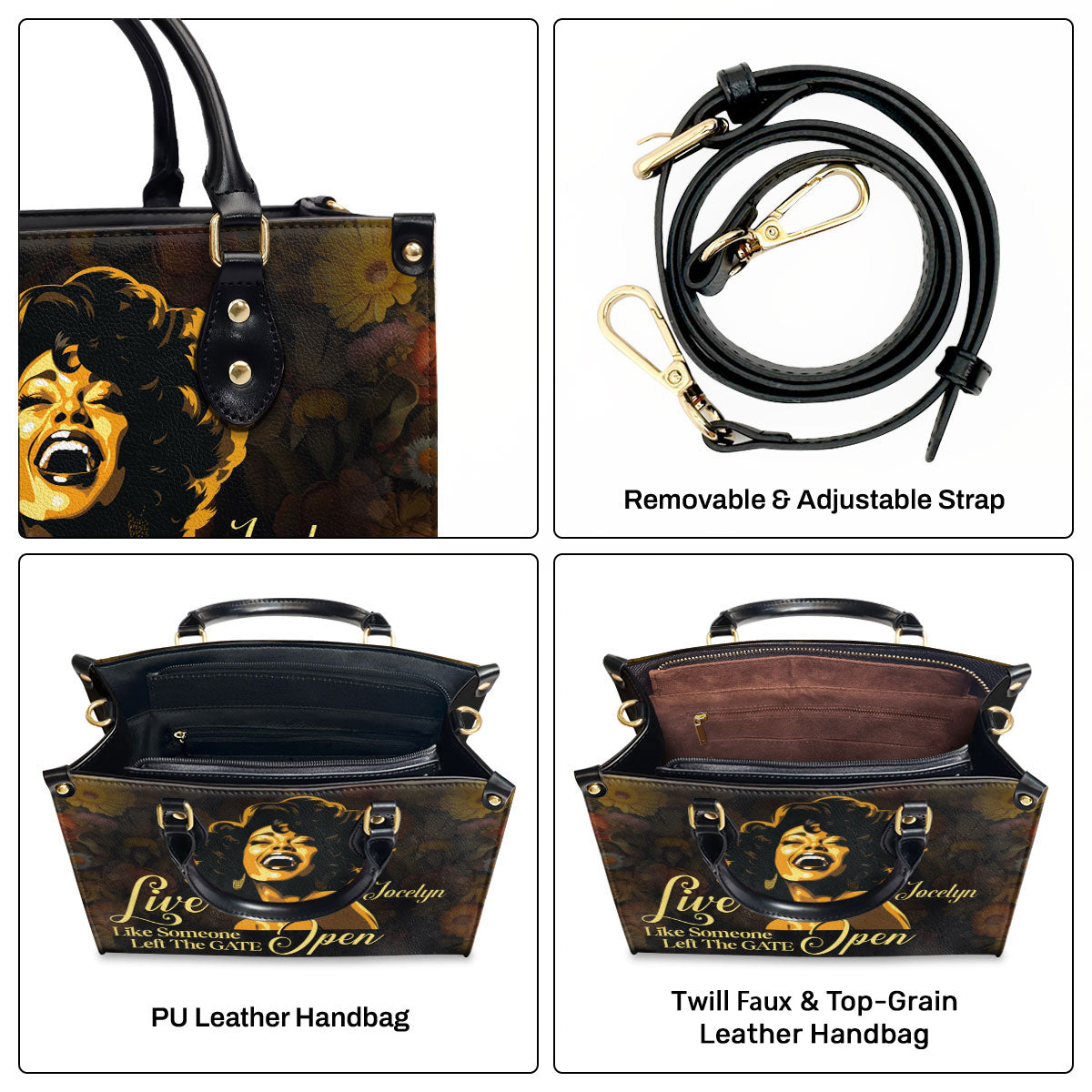 Live Like Someone Left The Gate Open - Personalized Leather Handbag STB14