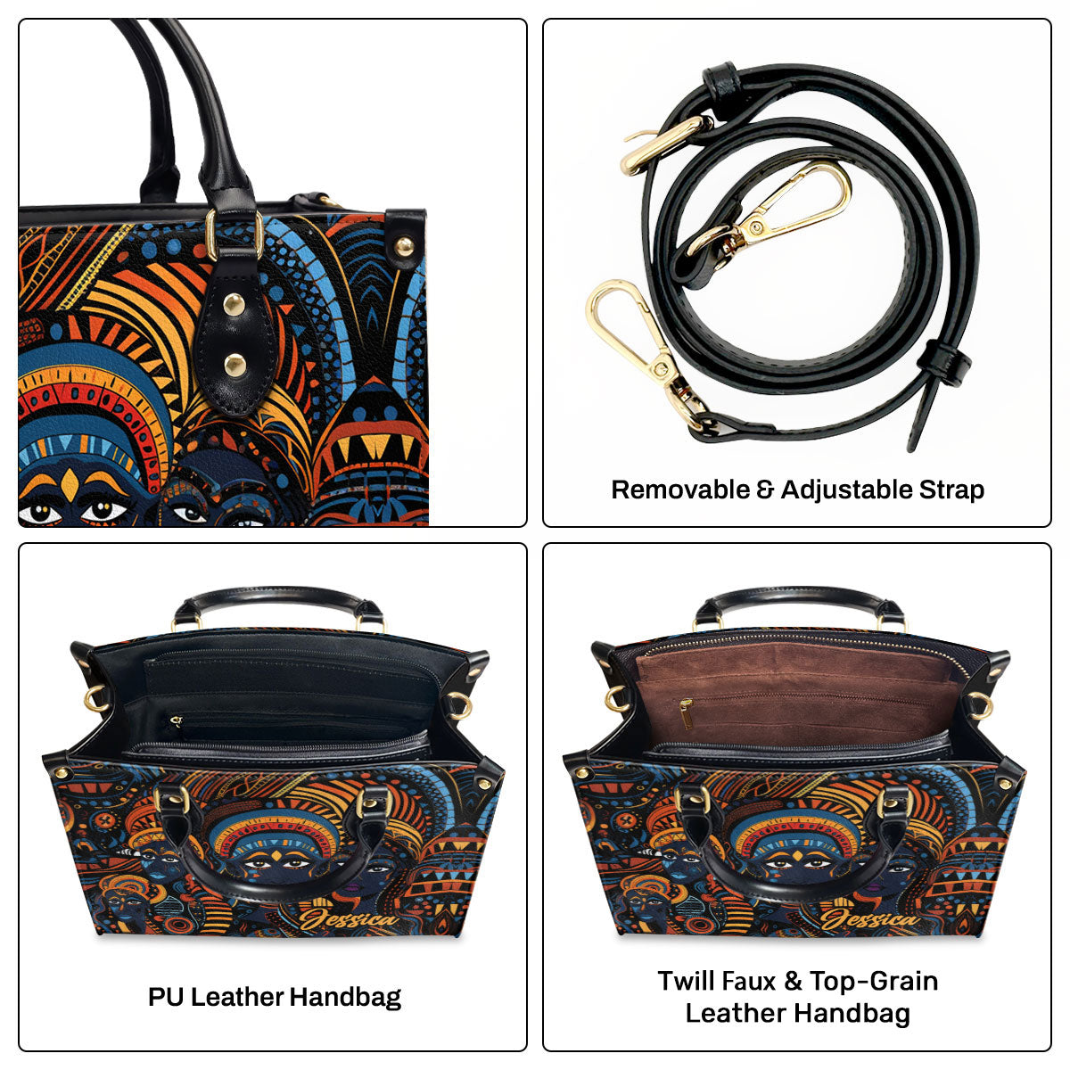 The Origin Black Art - Personalized Leather Handbag With Unique Texture STB16