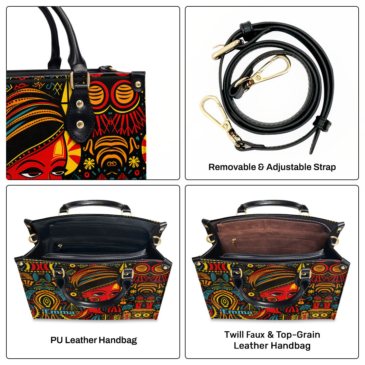 The Black Origin - Personalized Leather Handbag With Unique Texture STB18B
