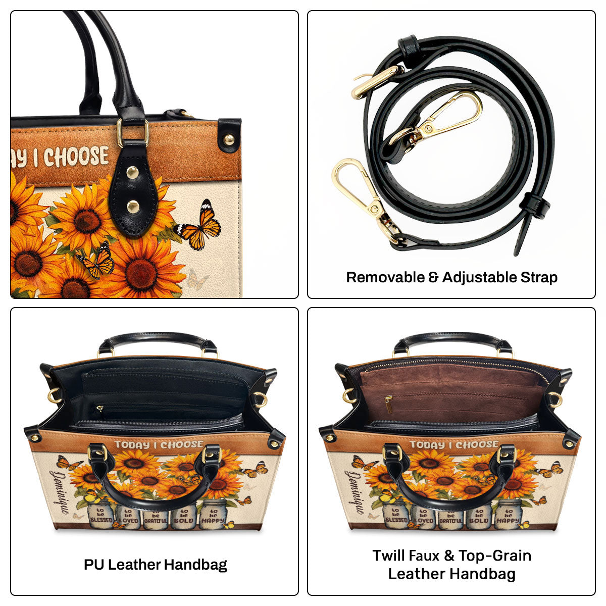 Today I Choose - Personalized Leather Handbag STB23