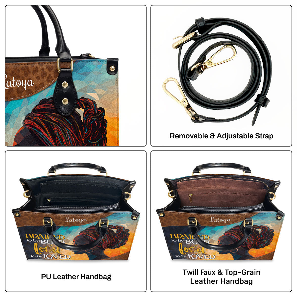 Braided To Be Bold - Personalized Leather Handbag STB32