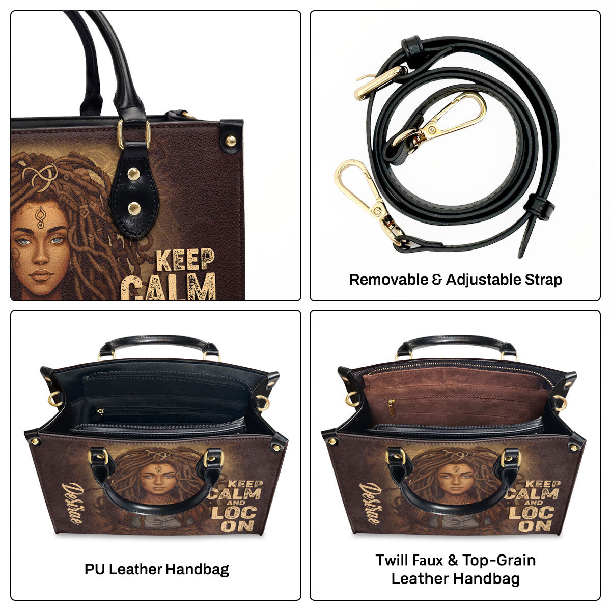 Keep Calm And Loc On - Personalized Leather Handbag STB34