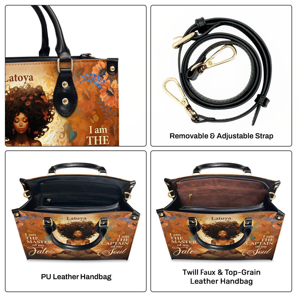 I Am The Master Of My Fate - Personalized Leather Handbag STB56