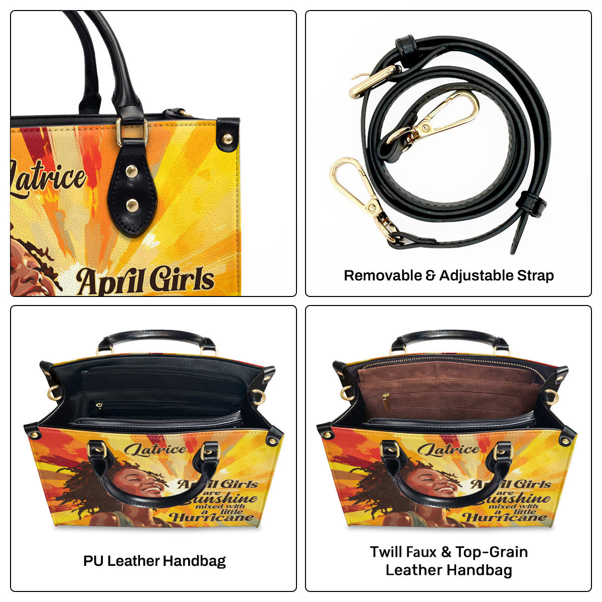 Girls Are Sunshine - Personalized Leather Handbag STB74
