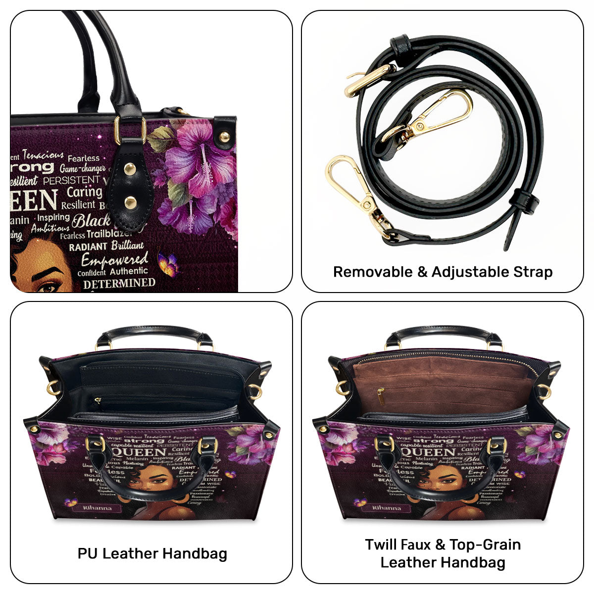 Black Queen - Personalized Leather Handbag SB37