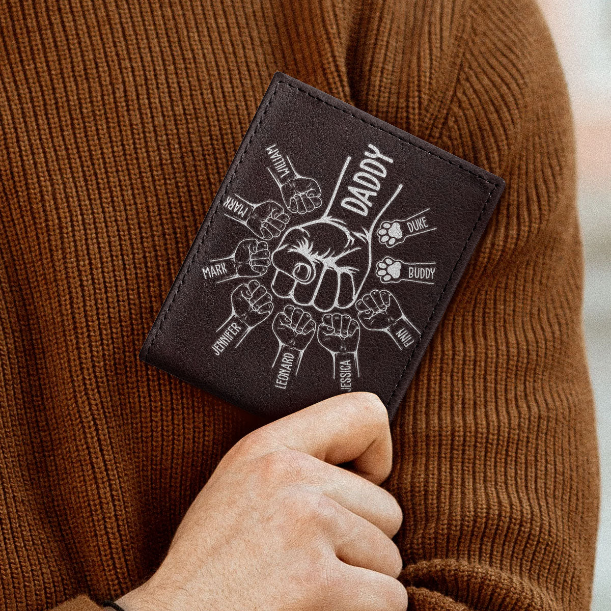 Best Dad Ever - Personalized Leather Folded Wallet SBLFWH860