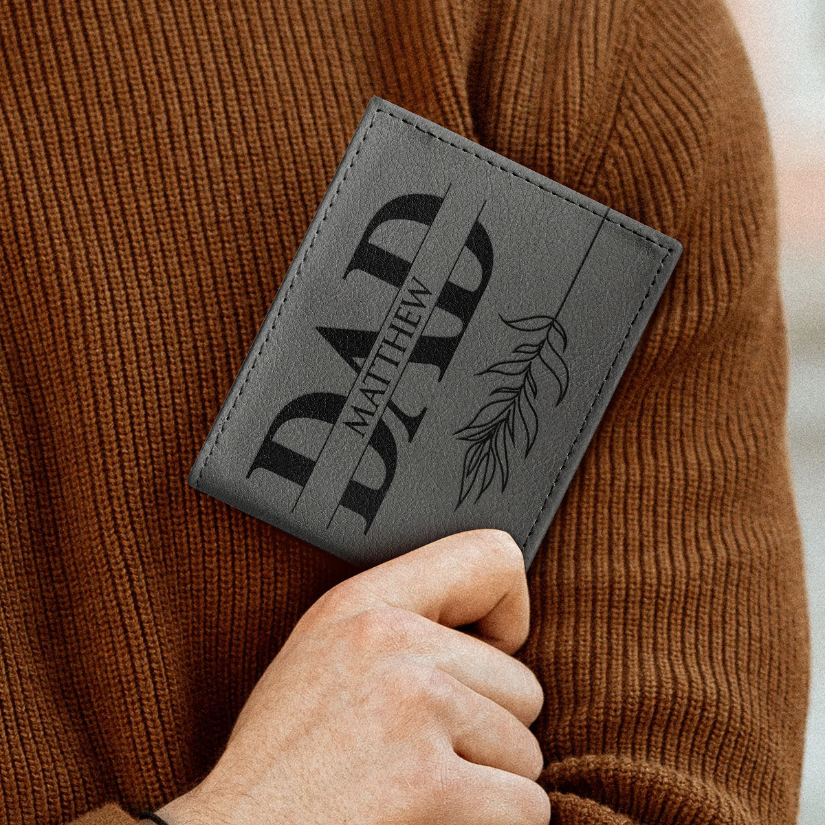 Daddy - Personalized Leather Folded Wallet SBLFWH864