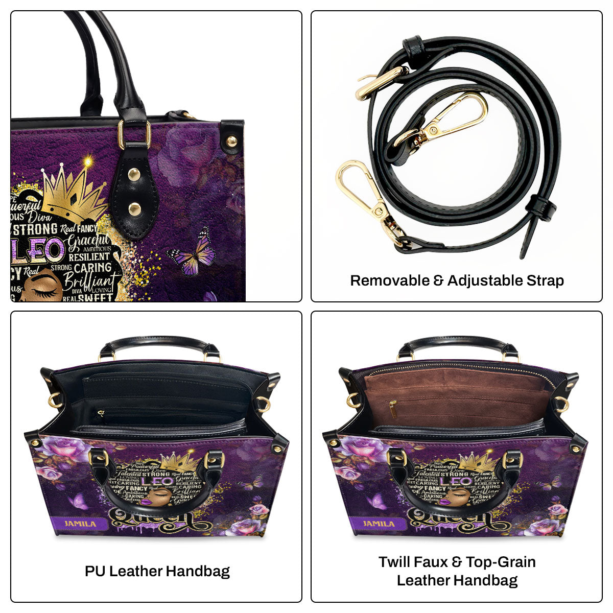 Zodiac Queen - Personalized Leather Handbag SBLHBLM1384L
