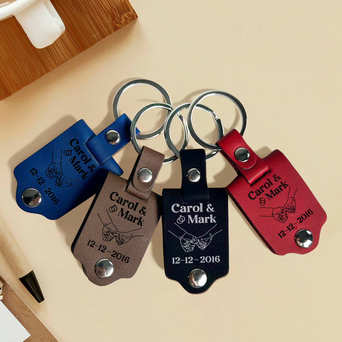 8 letters, 3 words, 1 meaning I Love You - Personalized Leather Photo Keychain SBLPKLM2368M