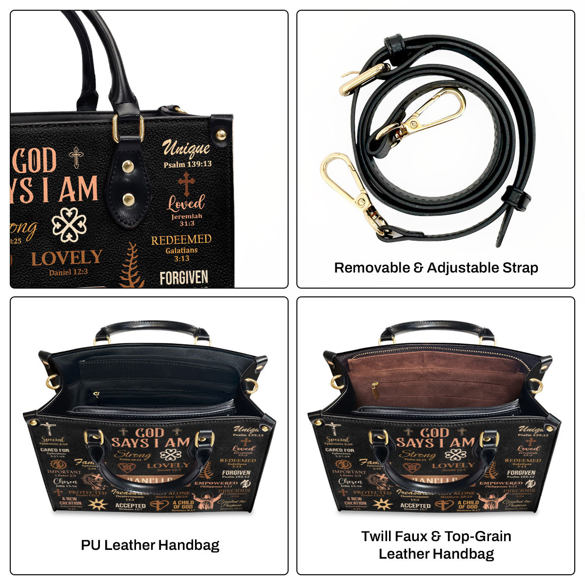God Says I Am - Personalized Leather Handbag MB21