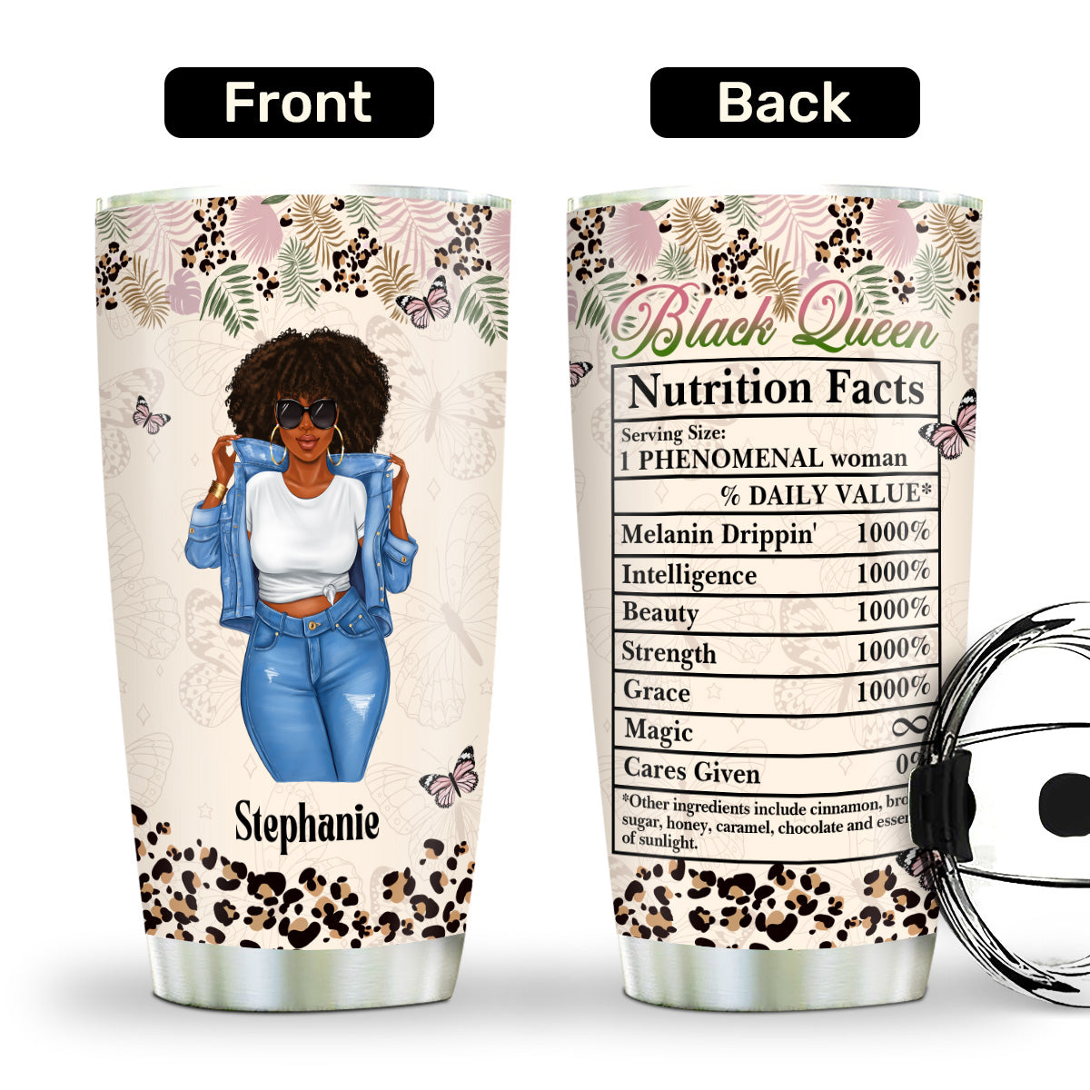 Black Queen Nutrition Facts - Personalized Stainless Steel Tumbler
