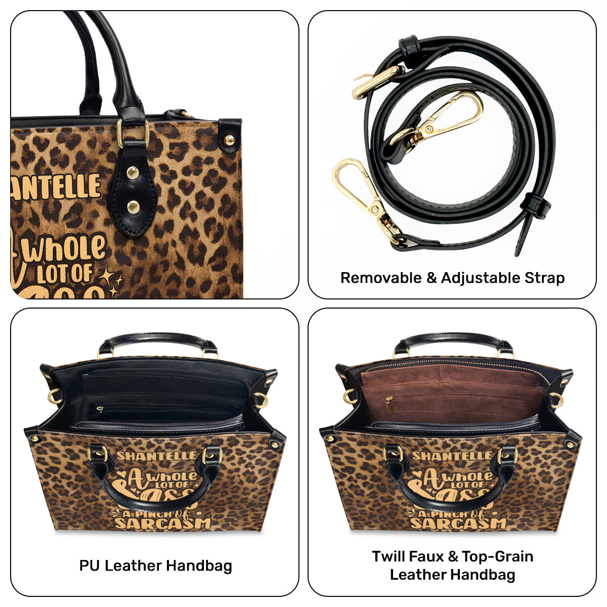 A Whole Lot Of Sass With A Pinch Of Sarcasm - Personalized Leather Handbag STB202