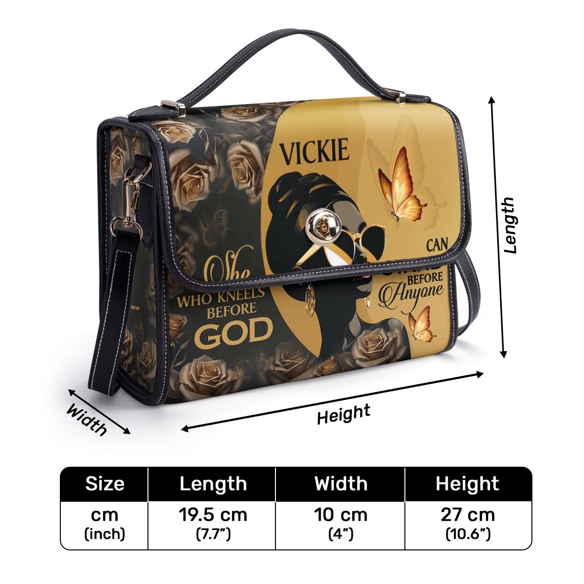 She Who Kneels Before God Can Stand Before Anyone - Personalized Leather Satchel Bag STB10
