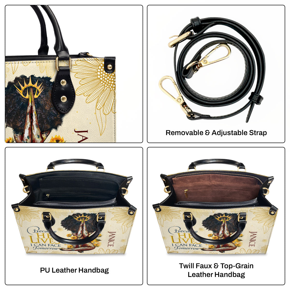 Because He Lives, I Can Face Tomorrow - Personalized Leather Handbag MB55