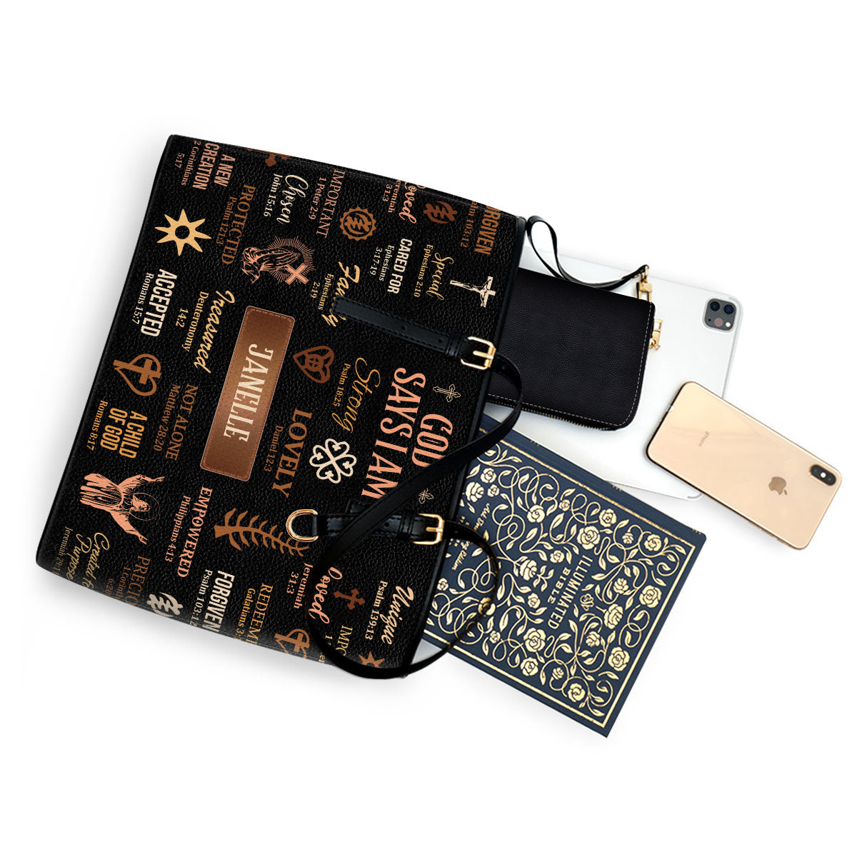 God Says I Am - Personalized Leather Totebag MB21