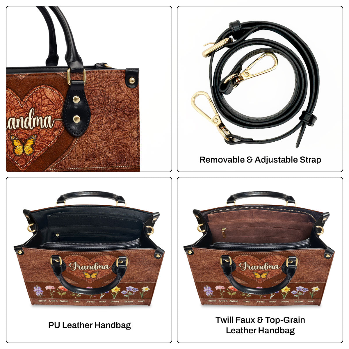 Grandma Mom Birth Month - Personalized Leather Handbag SBLHBLM1392D
