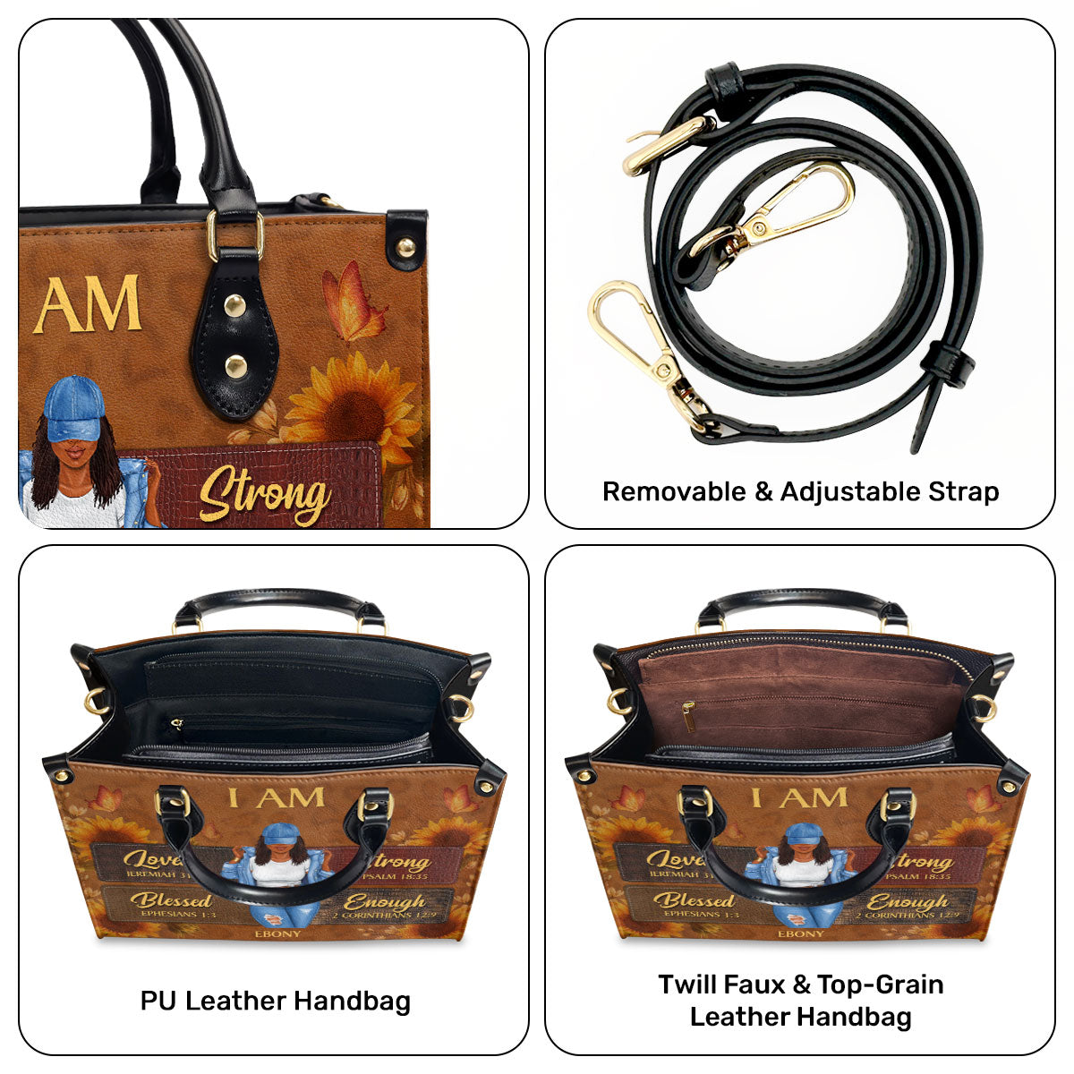 I Am - Personalized Leather Handbag STB03