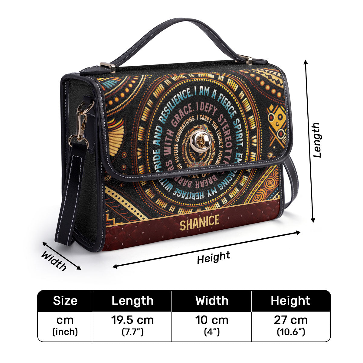 Mantra - I Am A Fierce Spirit - Personalized Leather Satchel Bag MB03