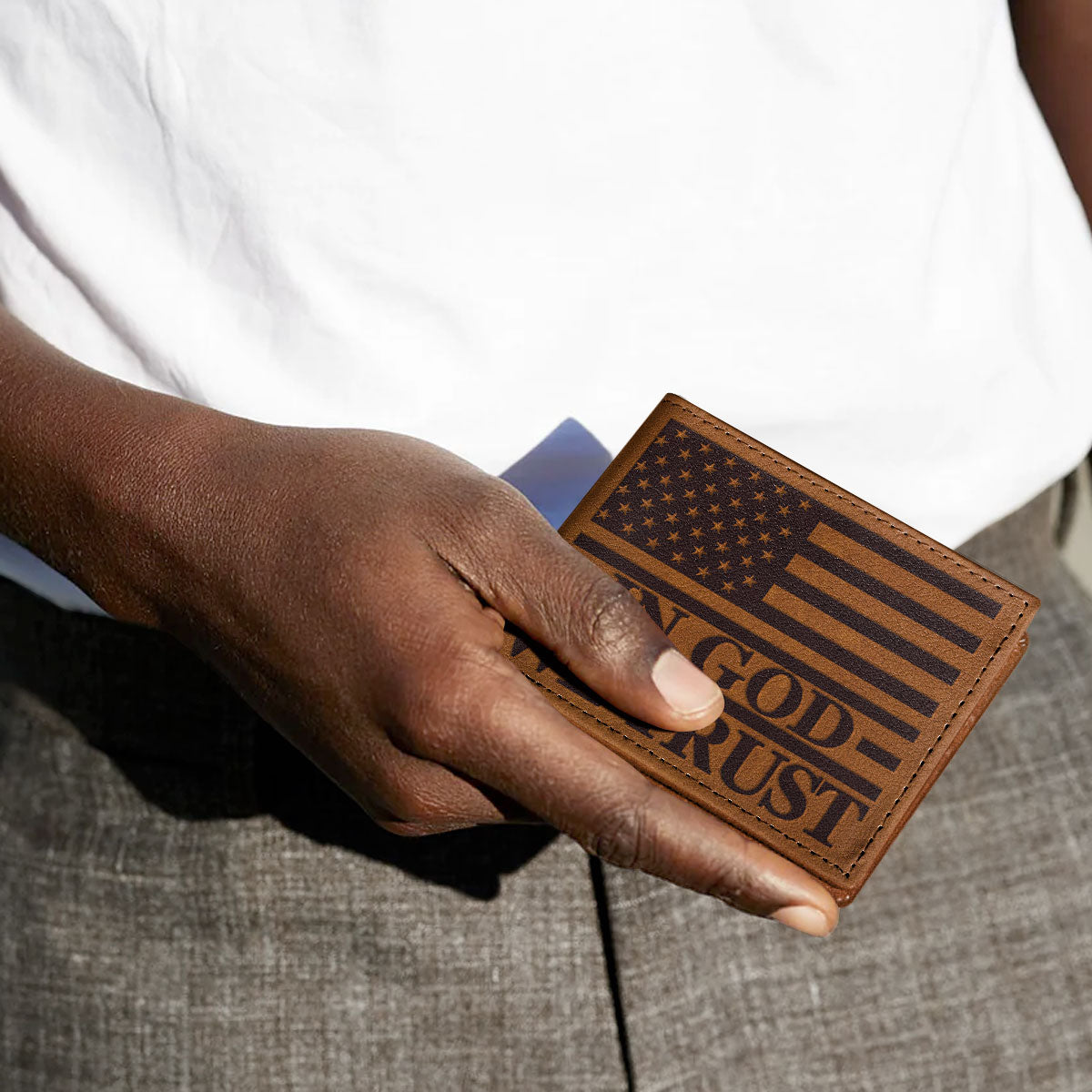 In God We Trust - Personalized Leather Folded Wallet SBLFWH859