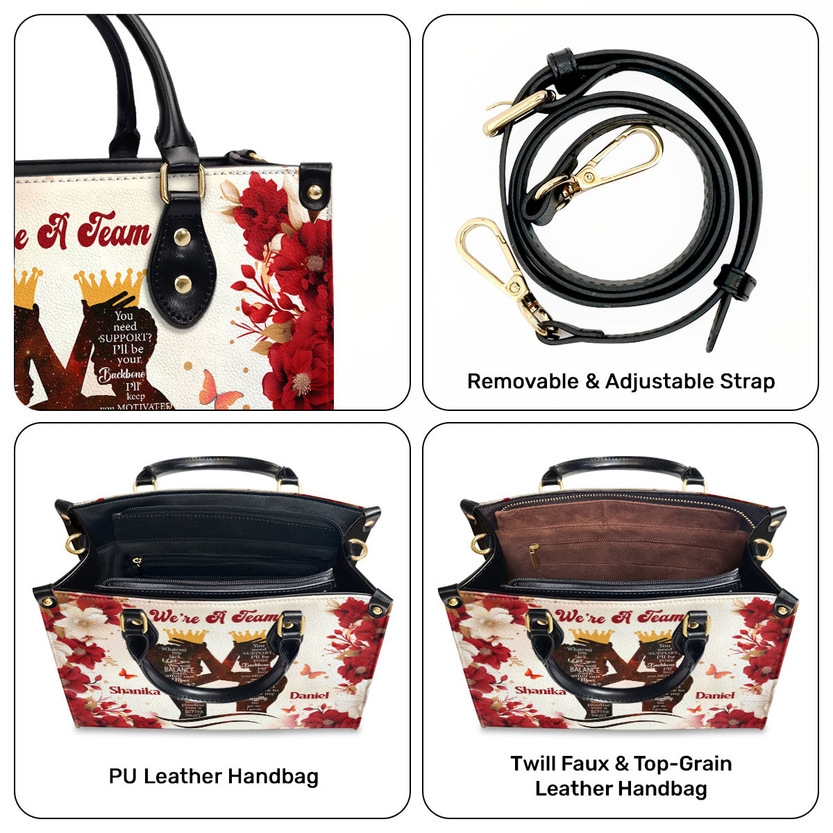 We're A Team - Personalized Leather Handbag STB154