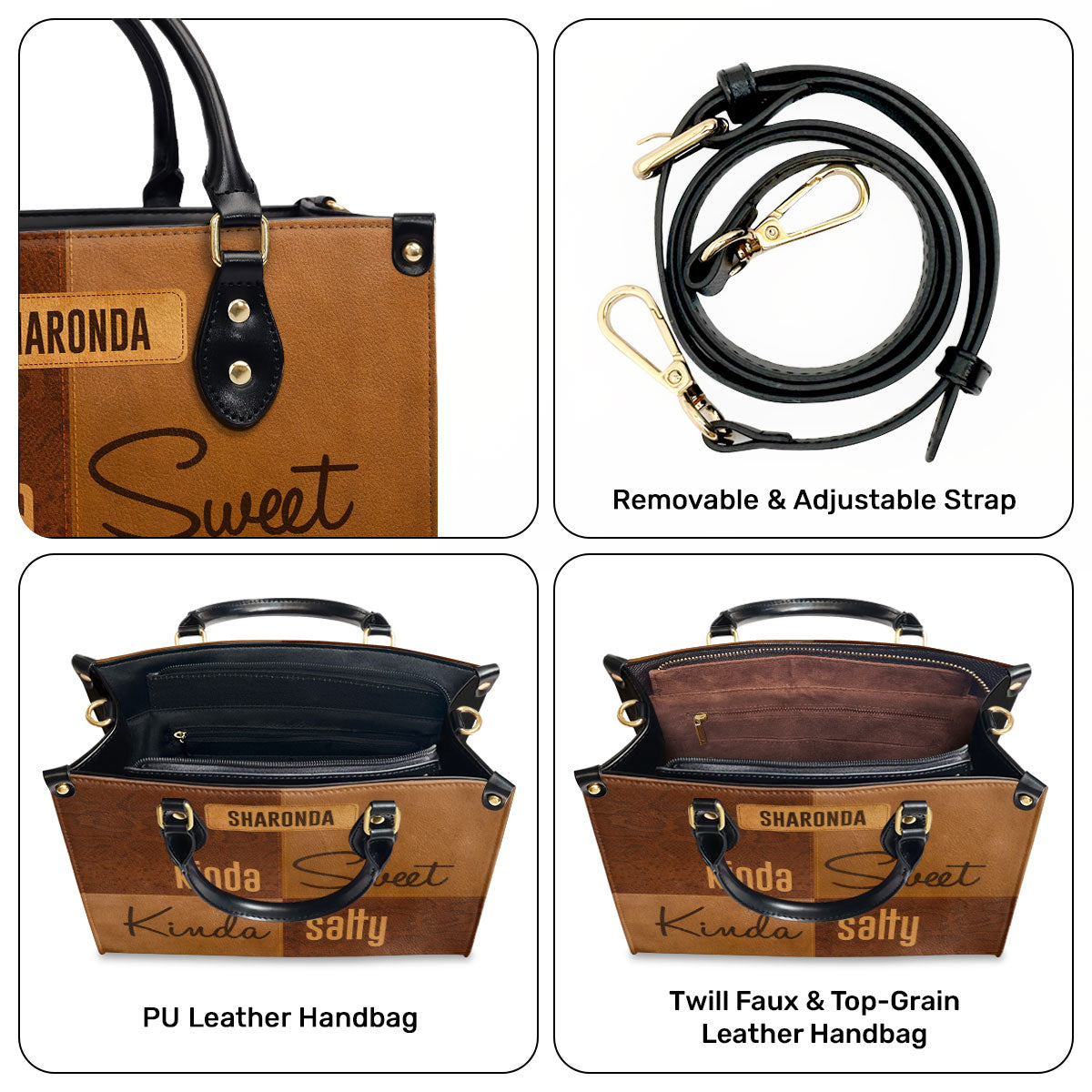 Kinda Sweet Kinda Salty - Personalized Leather Handbag STB200