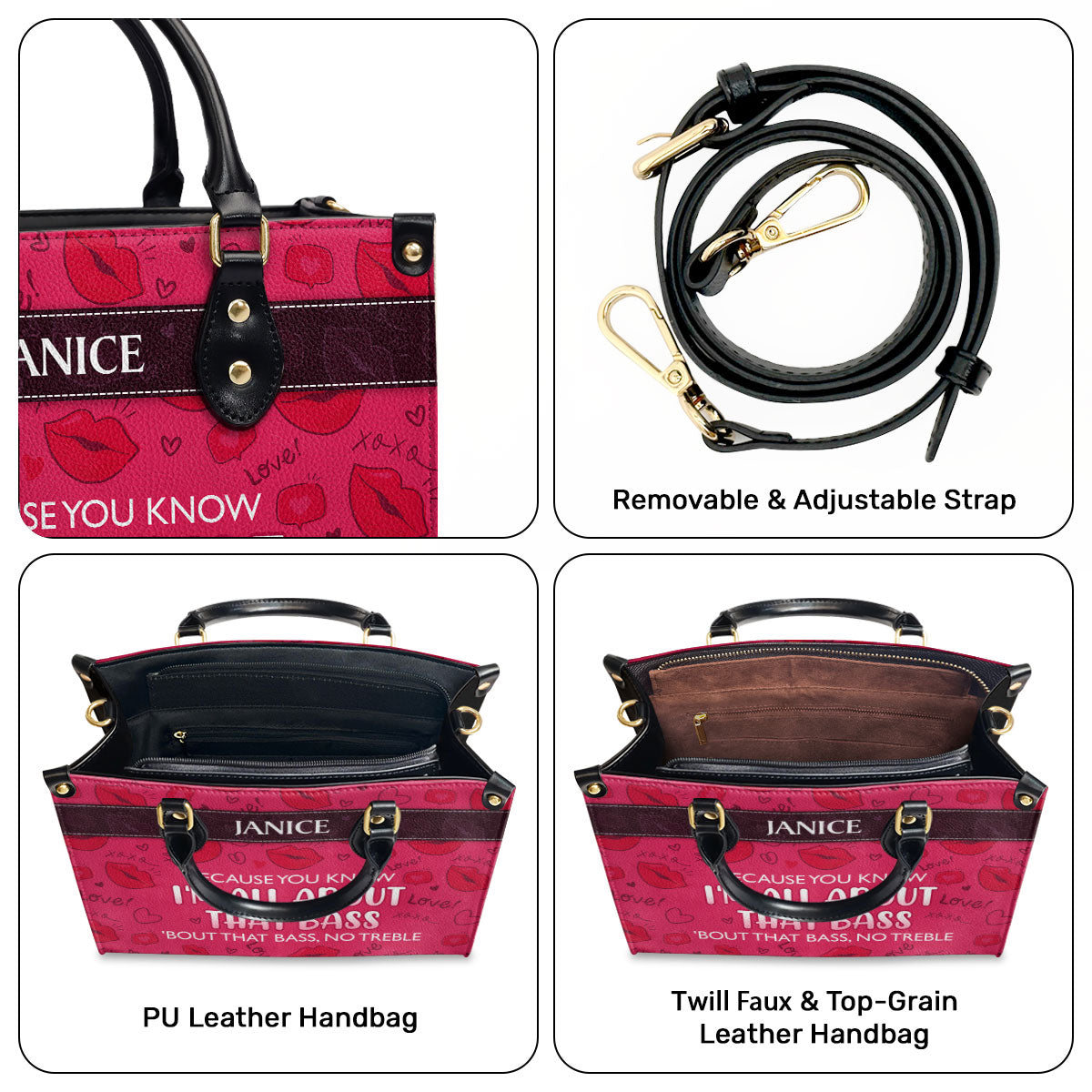 All About That Bass - Personalized Leather Handbag SB189
