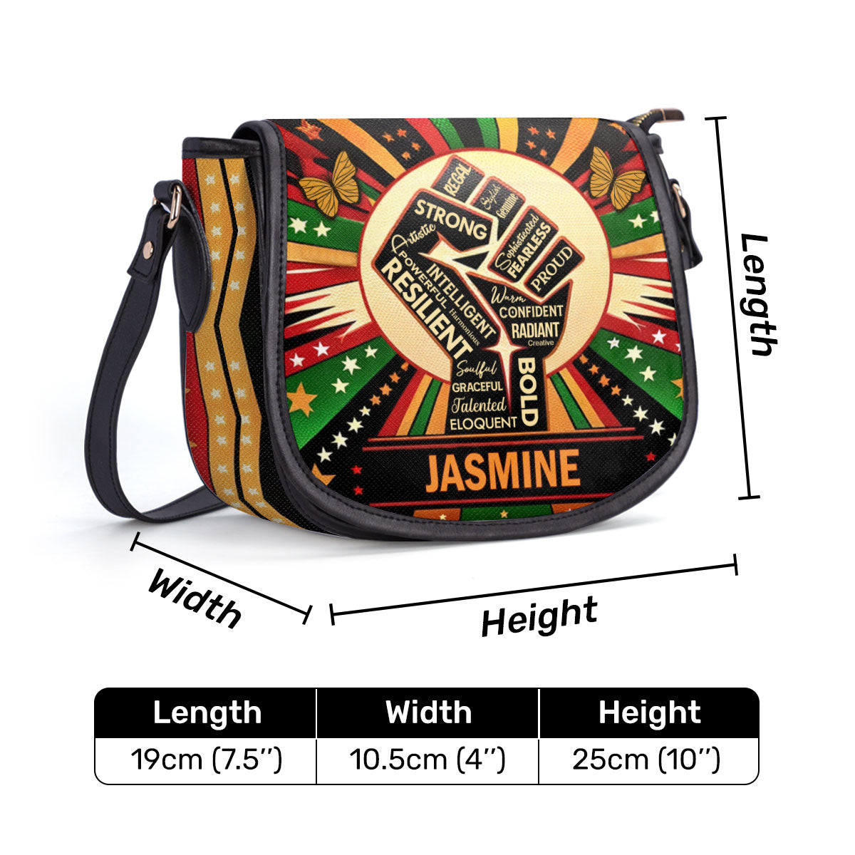 Juneteenth Fist - Personalized Leather Saddle Cross Body Bag SBLSDBT63