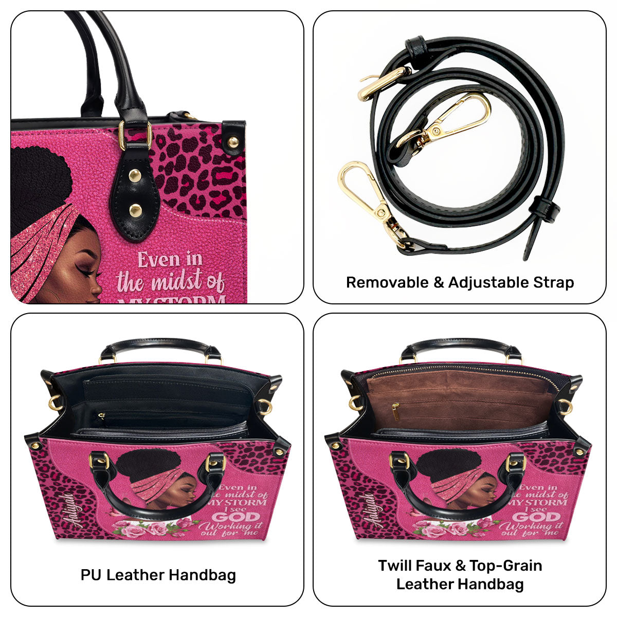 I See God Working It For Me - Personalized Leather Handbag STB164