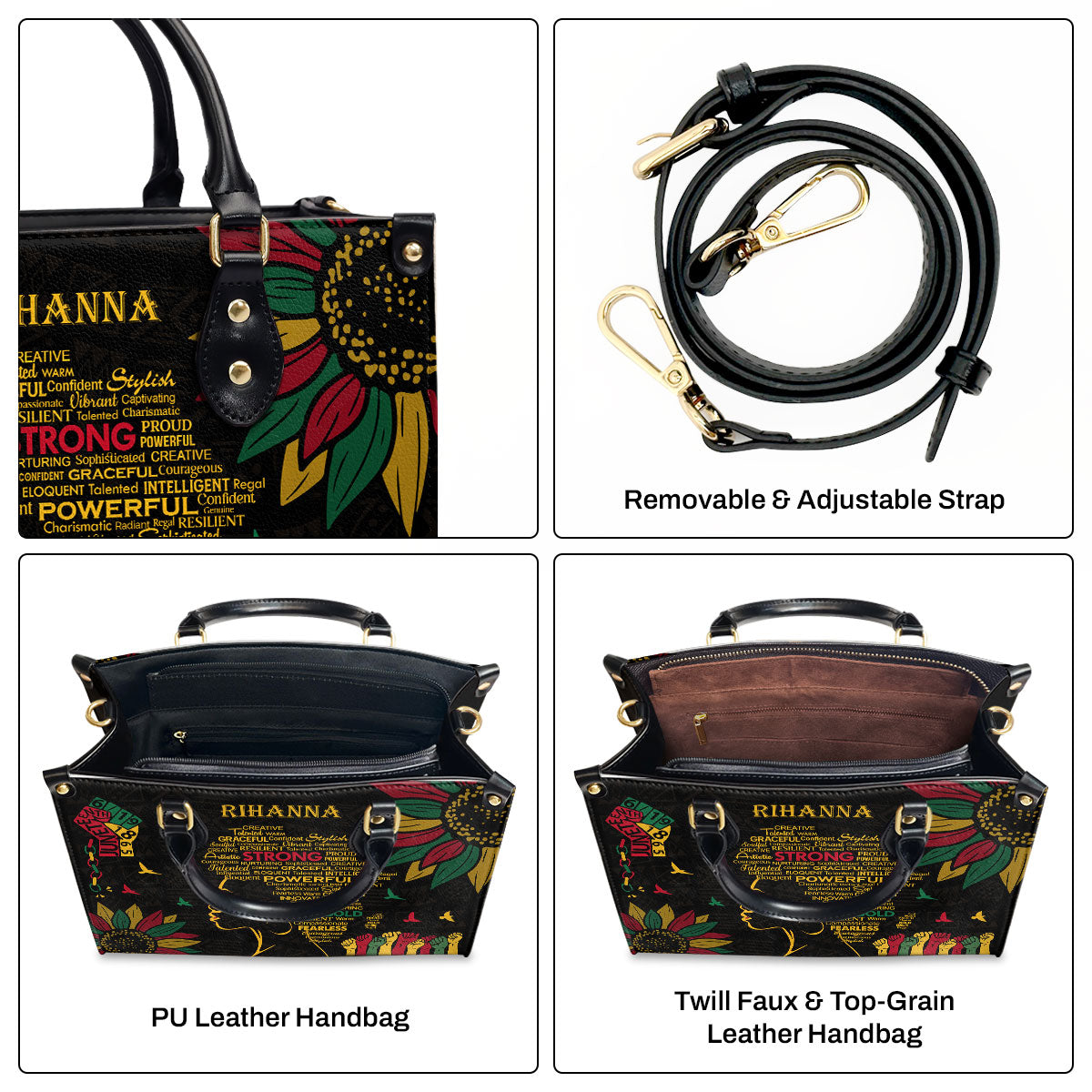Afro Juneteenth - Personalized Leather Handbag SBLHBT58