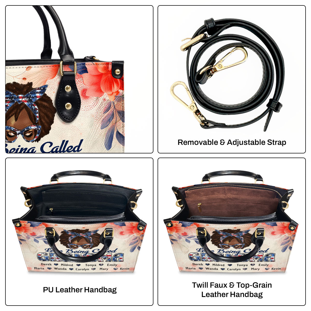 Love Being Called Grandma - Personalized Leather Handbag MB99