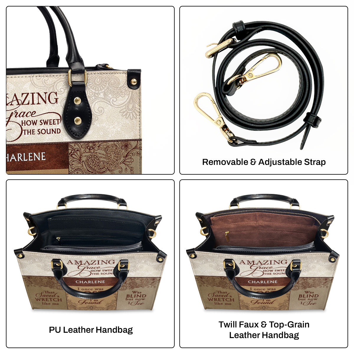 Amazing Grace - Personalized Leather Handbag MB49