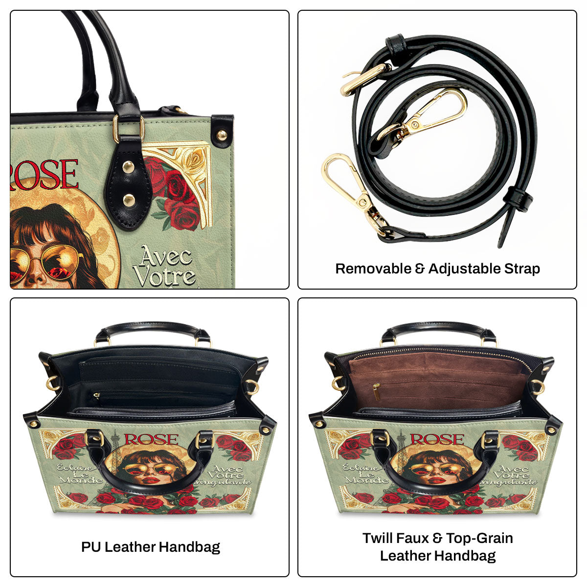 Eclaire Le Monde Avec Ta Singularite - Personalized Leather Hand Bag SBLHBT66