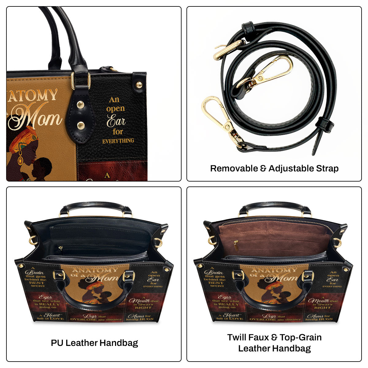Anatomy Of A Mom - Personalized Leather Handbag MB63A