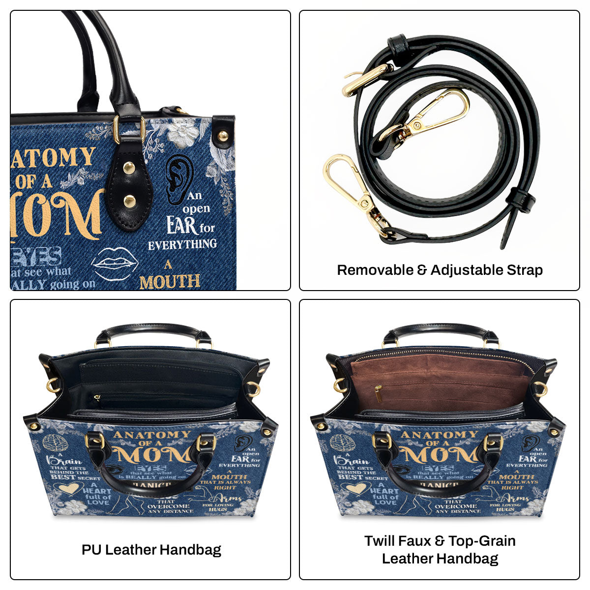 Anatomy Of A Mom - Personalized Leather Handbag MB63B