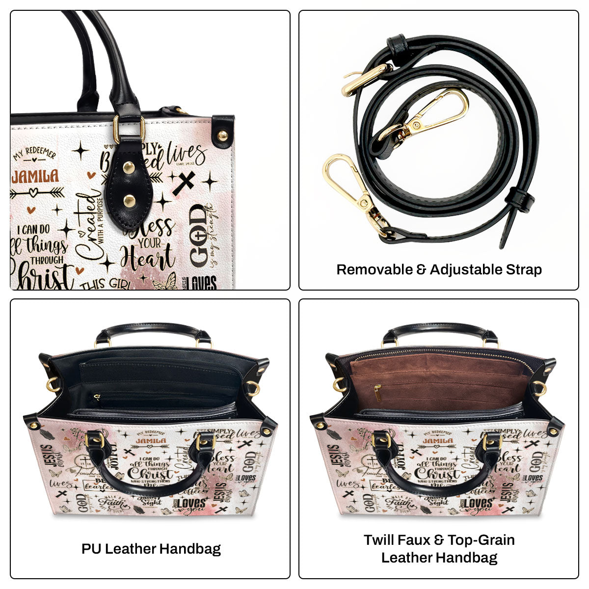 I Can Do All Things Through Christ Who Strengthens Me - Personalized Leather Handbag SBLHBLM1207L