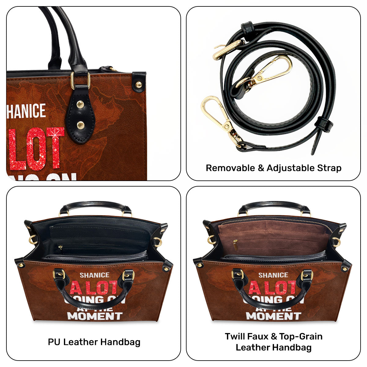 A Lot Going On At The Moment - Personalized Leather Handbag STB194B